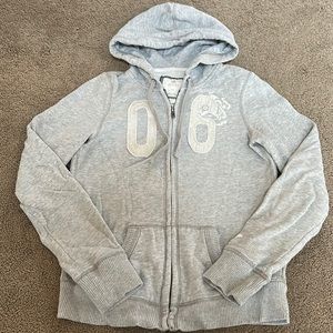 American eagle gray zip up hoodie with sequin embellishment